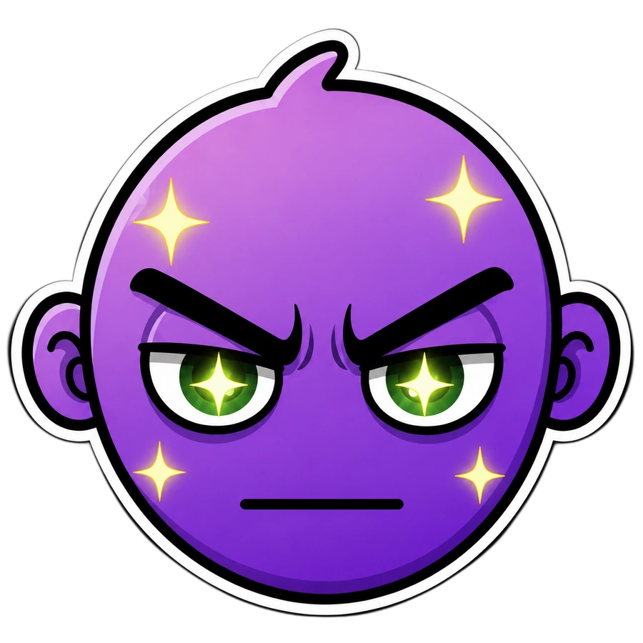 FACE, the floating purple character focused and locked in