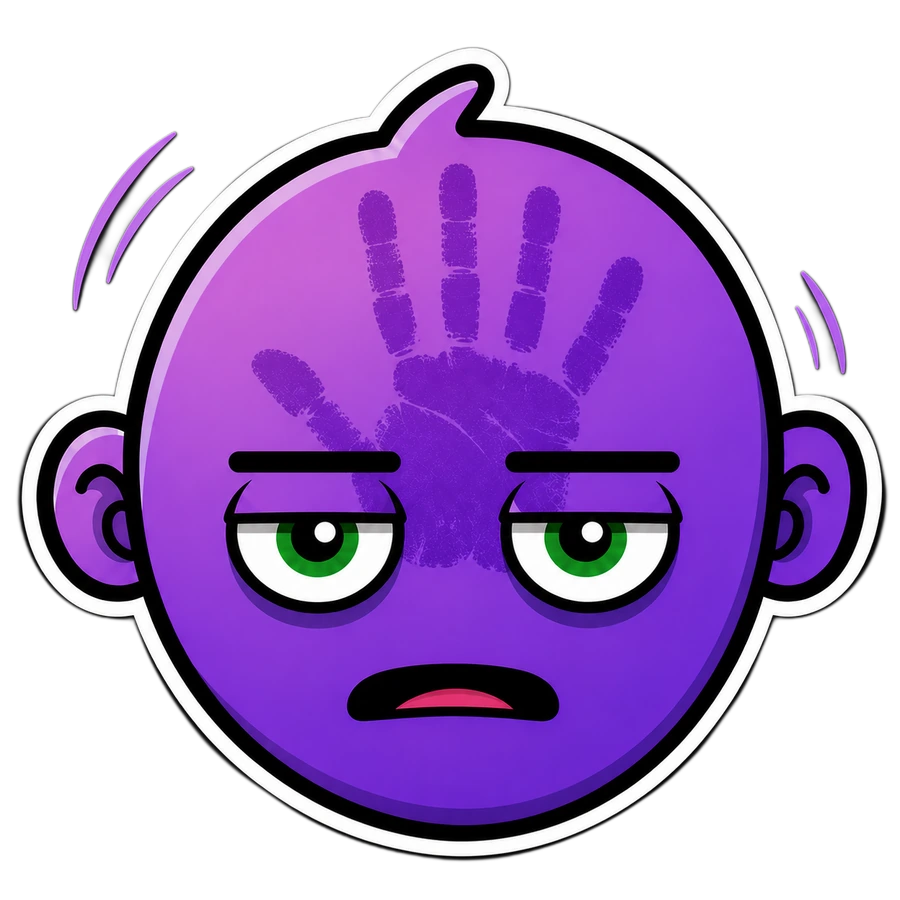 FACE, the floating purple character in a face-palm pose
