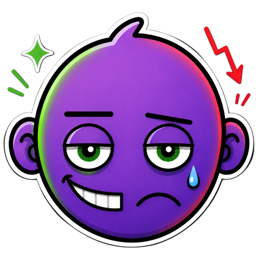 FACE, the floating purple character switching between two expressions