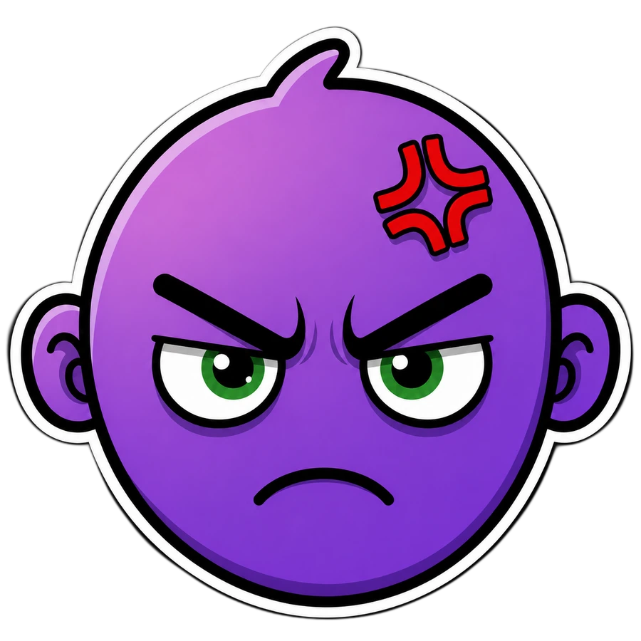 FACE, the floating purple character looking angry
