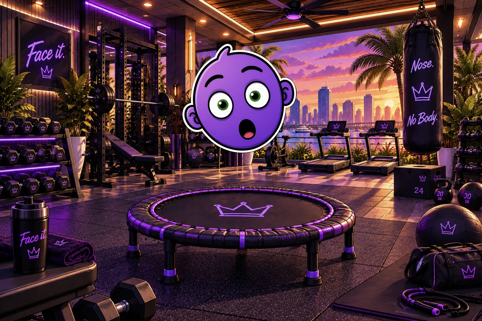 FACE in an open-air gym at sunset